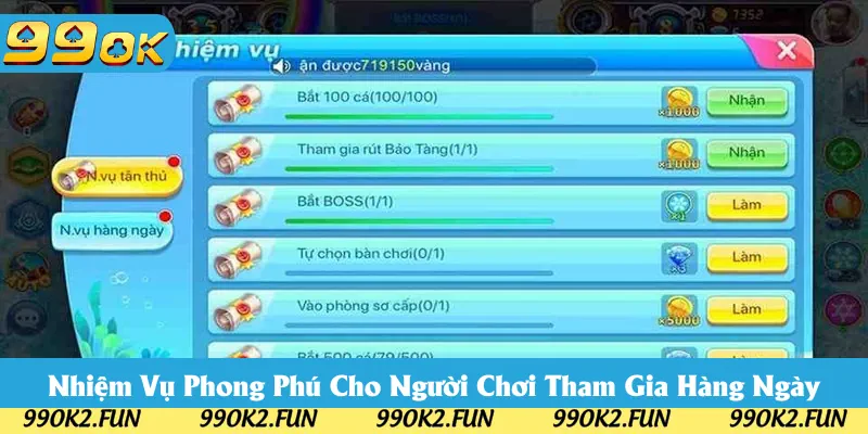Đa dạng các nhiệm vụ săn thưởng trong game 